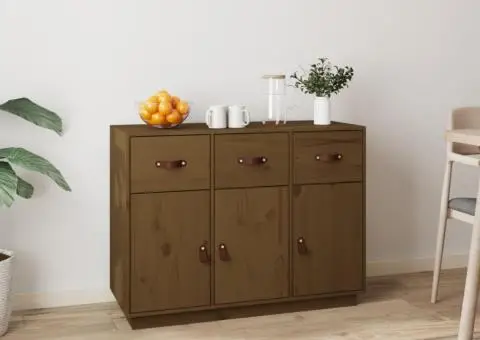 Servantă, maro miere, 100x40x75 cm, lemn masiv de pin - 1/5
