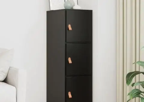 Dulap înalt, negru, 34x40x108,5 cm, lemn masiv de pin - 1/5