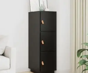 vidaXL Dulap înalt, negru, 34x40x108,5 cm, lemn masiv de pin