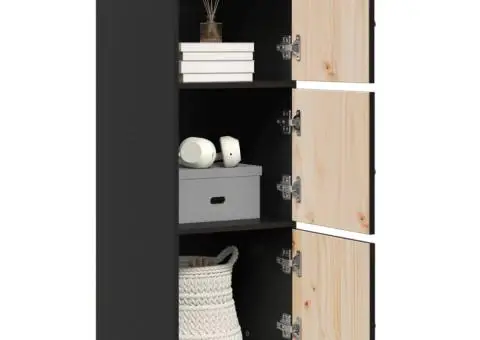 Dulap înalt, negru, 34x40x108,5 cm, lemn masiv de pin - 4/5