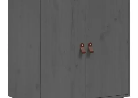 Dulap, gri, 65,5x40x75 cm, lemn masiv de pin - 2/5