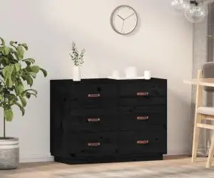 vidaXL Dulap, negru, 100x40x75 cm, lemn masiv de pin