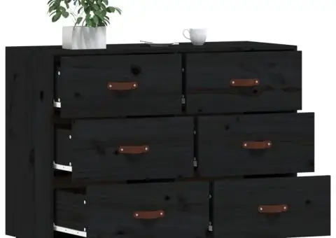 Dulap, negru, 100x40x75 cm, lemn masiv de pin - 4/5