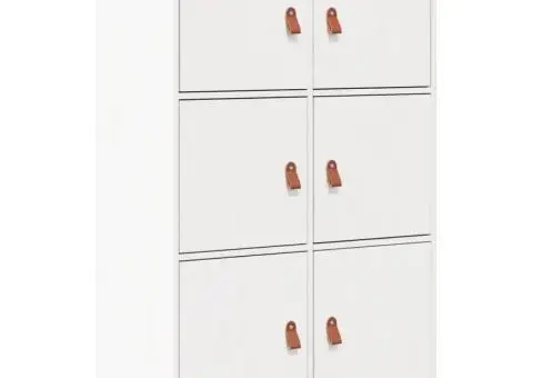 Dulap înalt, alb, 67x40x108,5 cm, lemn masiv de pin - 2/5