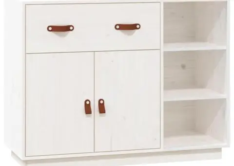 Dulap, alb, 98,5x40x75 cm, lemn masiv de pin - 2/5