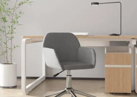 Scaun de birou pivotant, gri deschis, material textil - 1/5