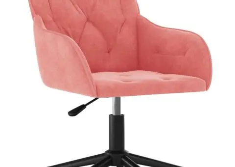 Scaun de birou pivotant, roz, catifea - 2/5