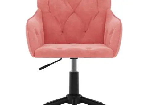 Scaun de birou pivotant, roz, catifea - 3/5