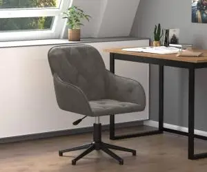 vidaXL Scaun de birou pivotant, gri închis, catifea