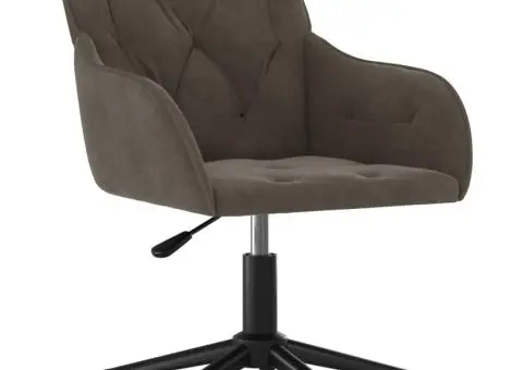 Scaun de birou pivotant, gri închis, catifea - 2/5