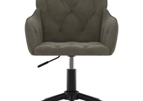 Scaun de birou pivotant, gri închis, catifea - 3/5