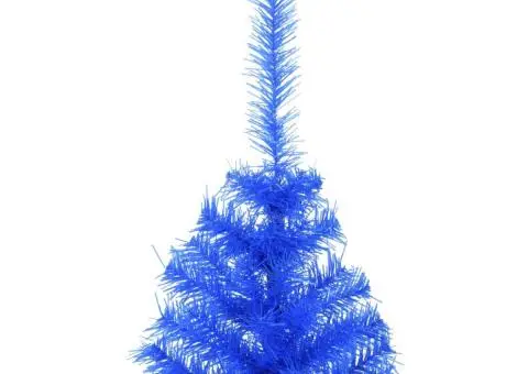 Jumătate brad de Crăciun artificial suport, albastru 120 cm PVC - 5/5