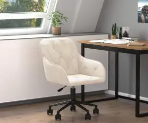 vidaXL Scaun de birou pivotant, crem, catifea