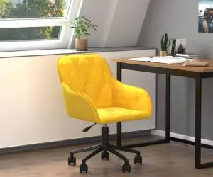 vidaXL Scaun de birou pivotant, galben, catifea