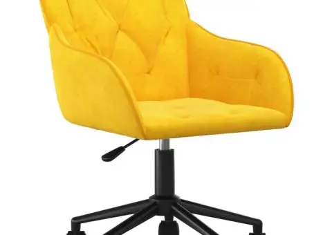 Scaun de birou pivotant, galben, catifea - 2/5