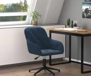 vidaXL Scaun de birou pivotant, albastru, catifea