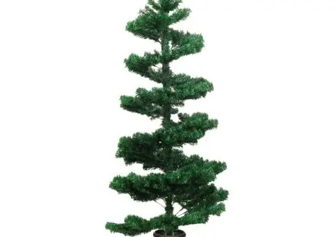 Brad Crăciun pre-iluminat ondulat cu ghiveci verde 120 cm PVC - 4/5