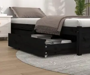vidaXL Sertare pentru pat, 2 buc., negru, lemn masiv de pin