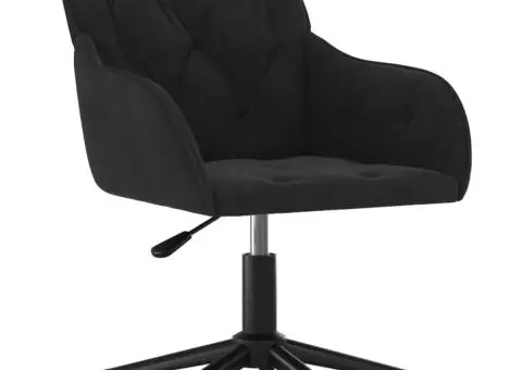 Scaun de birou pivotant, negru, catifea - 2/5