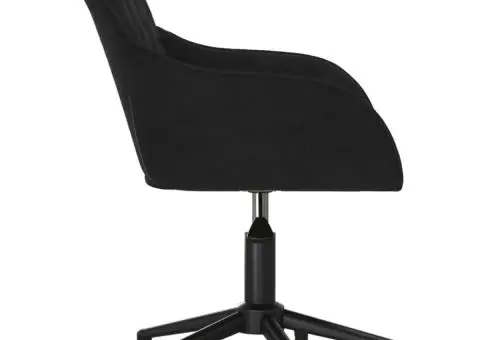 Scaun de birou pivotant, negru, catifea - 4/5