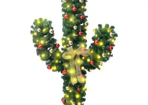 Cactus de Crăciun cu suport și LED, verde, 180 cm, PVC - 2/5