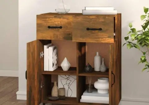 Dulap, stejar fumuriu, 69,5x34x90 cm, lemn compozit - 3/5