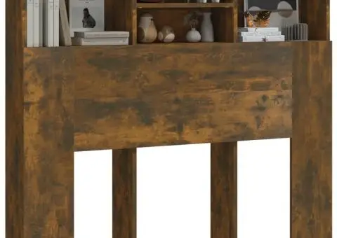 Tăblie de pat cu dulap, stejar fumuriu, 120x19x103,5 cm - 4/5