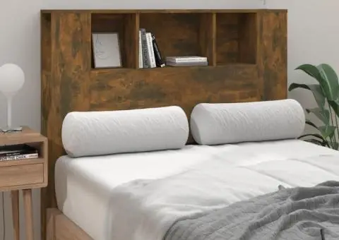 Tăblie de pat cu dulap, stejar fumuriu, 120x18,5x102,5 cm - 3/5