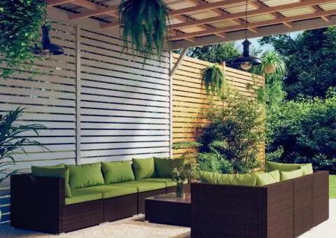 Set mobilier de grădină cu perne, 8 piese, maro, poliratan - 1/5