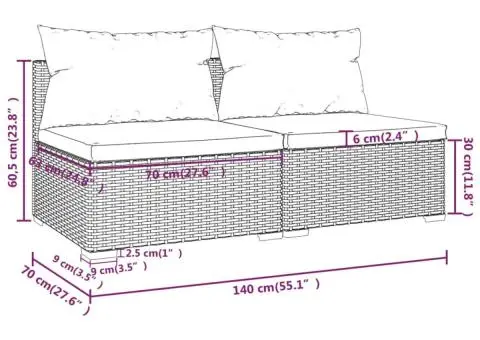 Set mobilier relaxare grădină cu perne 2 piese maro poliratan - 5/5