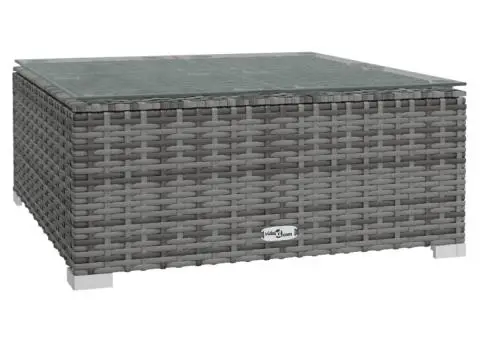 Set mobilier de grădină cu perne, 5 piese, gri, poliratan - 5/5