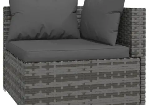 Set mobilier de grădină cu perne, 13 piese, gri, poliratan - 3/5