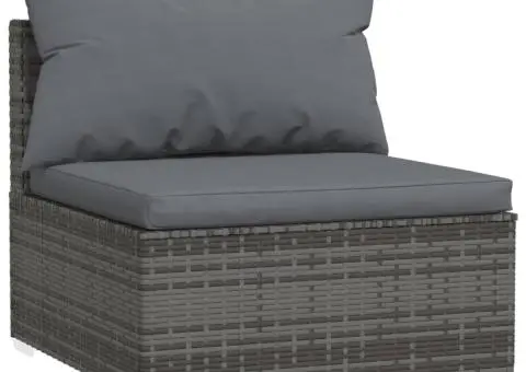 Set mobilier de grădină cu perne, 13 piese, gri, poliratan - 5/5