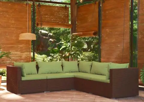 Set mobilier de grădină cu perne, 5 piese, maro, poliratan - 1/5