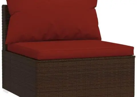 Set mobilier de grădină cu perne, 7 piese, maro, poliratan - 5/5