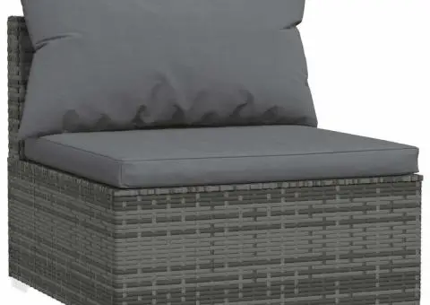 Set mobilier de grădină cu perne, 5 piese, gri, poliratan - 3/5