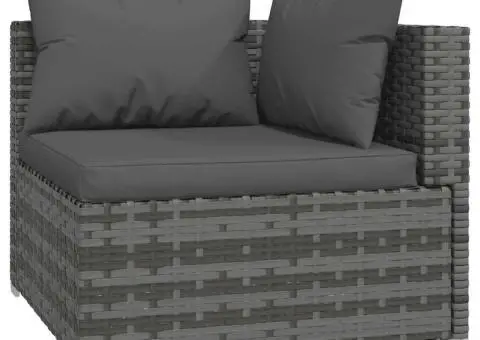 Set mobilier de grădină cu perne, 5 piese, gri, poliratan - 4/5