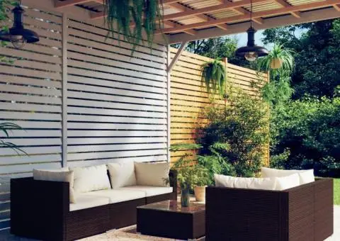 Set mobilier de grădină cu perne, 6 piese, maro, poliratan - 1/5