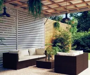 vidaXL Set mobilier de grădină cu perne, 6 piese, maro, poliratan