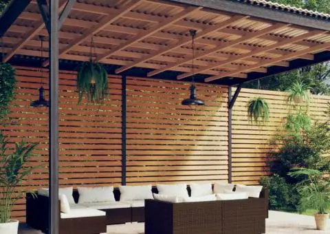 Set mobilier de grădină cu perne, 9 piese, maro, poliratan - 1/5