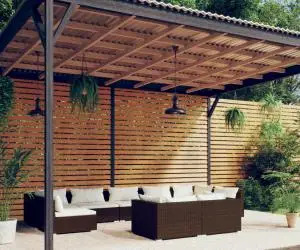 vidaXL Set mobilier de grădină cu perne, 9 piese, maro, poliratan