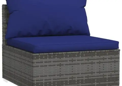 Set mobilier de grădină cu perne, 7 piese, gri, poliratan - 3/5