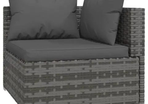 Set mobilier de grădină cu perne, 11 piese, gri, poliratan - 5/5