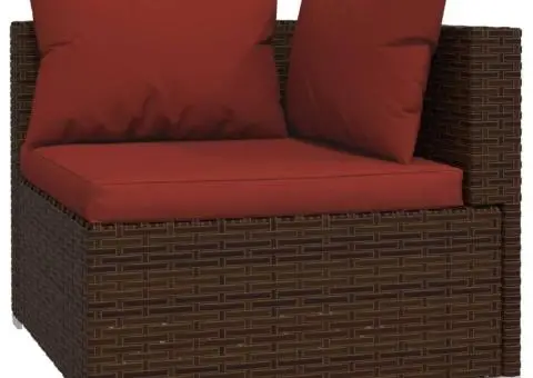 Set mobilier de grădină cu perne, 11 piese, maro, poliratan - 3/5