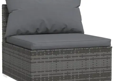 Set mobilier de grădină cu perne, 7 piese, gri, poliratan - 3/5