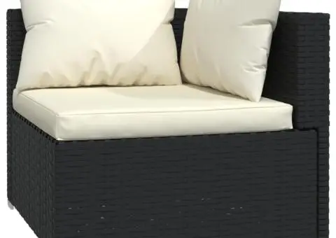 Set mobilier de grădină cu perne, 10 piese, negru, poliratan - 5/5