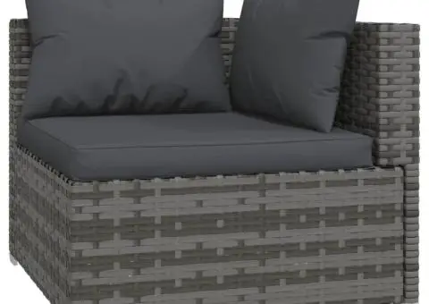 Set mobilier de grădină cu perne, 10 piese, gri, poliratan - 3/5