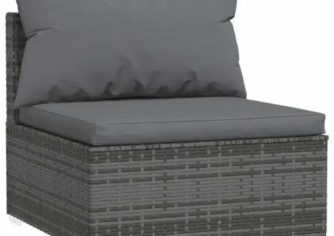 Set mobilier de grădină cu perne, 6 piese, gri, poliratan - 3/5