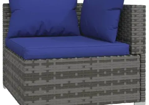 Set mobilier de grădină cu perne, 13 piese, gri, poliratan - 3/5