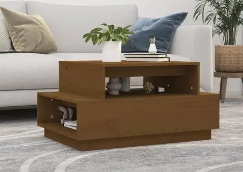 Măsuță de cafea, maro miere, 80x55x40,5 cm, lemn masiv de pin - 1/5